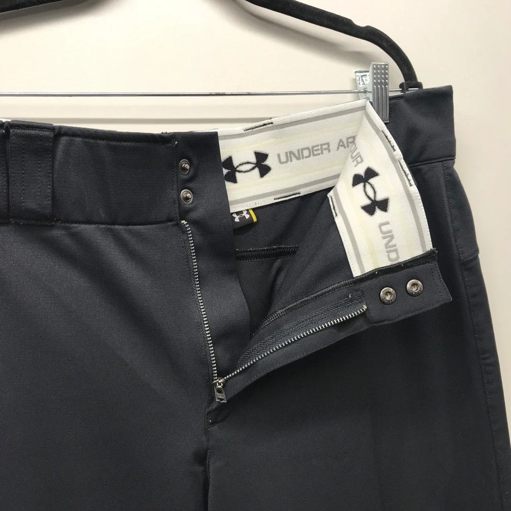 Under Armour Baseball Pants Loose Men's XL Straight Black Stretch Belted Logo